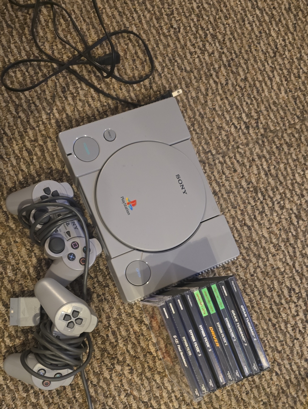 Sony PlayStation Original Console with Controllers and Games - Light Gray